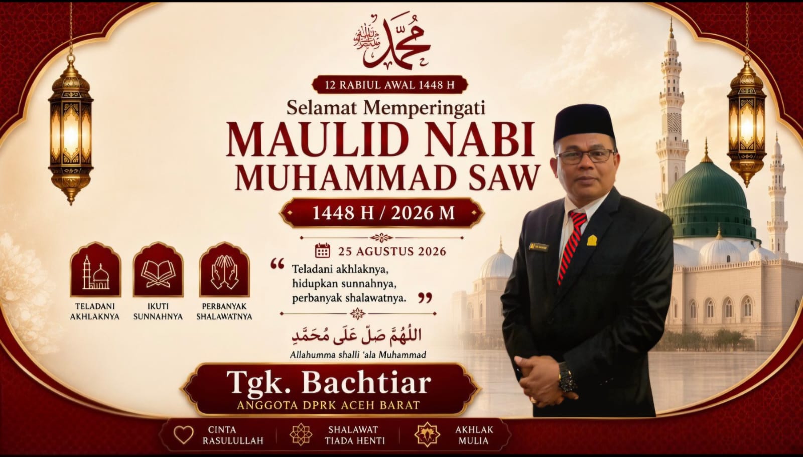 Tgk Bachtiar Ajak Masyarakat Aceh Barat Teladani Akhlak Nabi di Momentum Maulid 1448 H