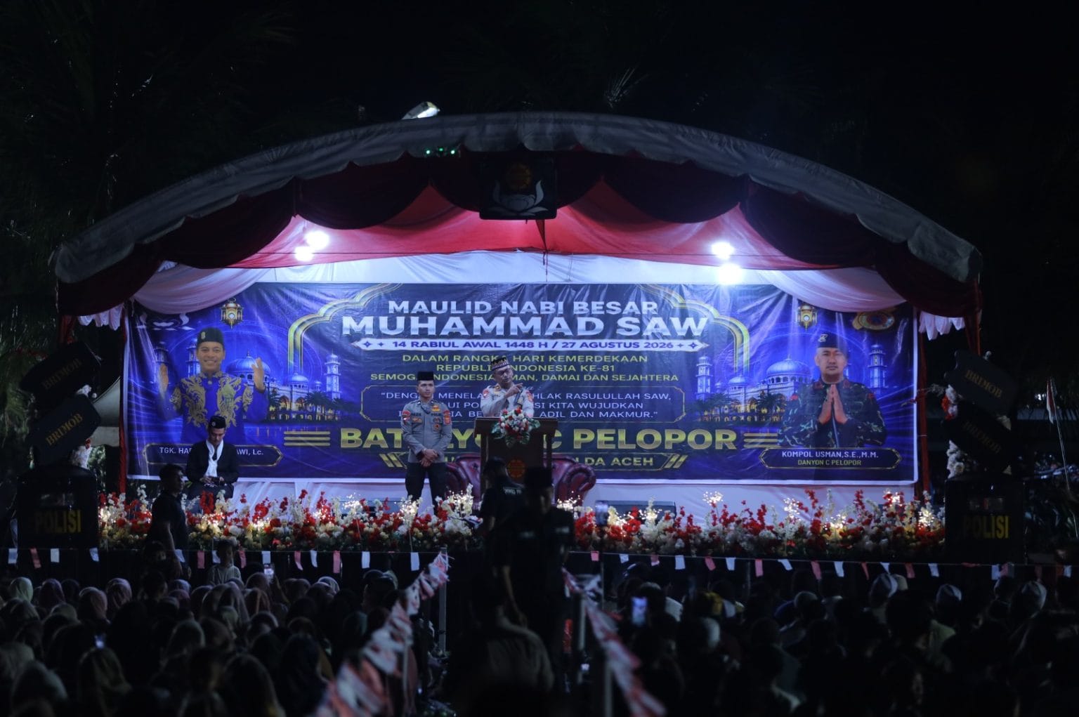 Ribuan Masyarakat Padati MAKO Brimob Batalyon C Pelopor, Antusias Ikuti Dakwah Tgk Habibi An-Nawawi